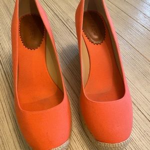 J. Crew Coral Seville Canvas Espadrille Wedges